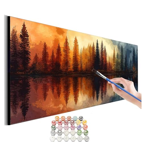 Malen Nach Zahlen Erwachsene Groß Baum Malen Nach Zahlen See Malen Nach Zahlen Kinder Handgemalt Ölgemälde Paint by Numbers mit Pinseln und Acrylfarben kreativ set für erwachsene 100x200cm M-482 von SHUIYAZI