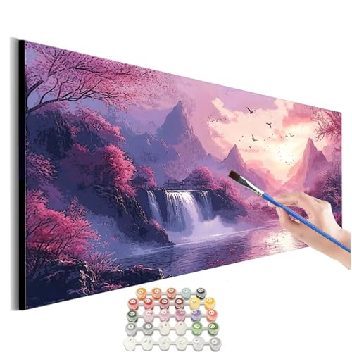 Malen Nach Zahlen Erwachsene Groß Berg Malen Nach Zahlen Blume Malen Nach Zahlen Kinder Handgemalt Ölgemälde Paint by Numbers mit Pinseln und Acrylfarben kreativ set für erwachsene 100x200cm M-743 von SHUIYAZI