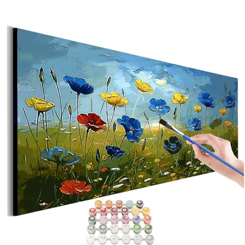 Malen Nach Zahlen Erwachsene Groß Blume Malen Nach Zahlen Himmel Malen Nach Zahlen Kinder Handgemalt Ölgemälde Paint by Numbers mit Pinseln und Acrylfarben kreativ set für erwachsene 40x80cm M-298 von SHUIYAZI