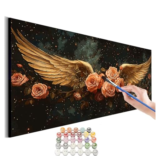 Malen Nach Zahlen Erwachsene Groß Flügel Malen Nach Zahlen Blume Malen Nach Zahlen Kinder Handgemalt Ölgemälde Paint by Numbers mit Pinseln und Acrylfarben kreativ set für erwachsene 70x140cm M-318 von SHUIYAZI