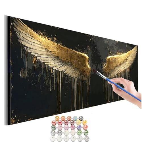 Malen Nach Zahlen Erwachsene Groß Flügel Malen Nach Zahlen Gold Malen Nach Zahlen Kinder Handgemalt Ölgemälde Paint by Numbers mit Pinseln und Acrylfarben kreativ set für erwachsene 40x80cm M-660 von SHUIYAZI