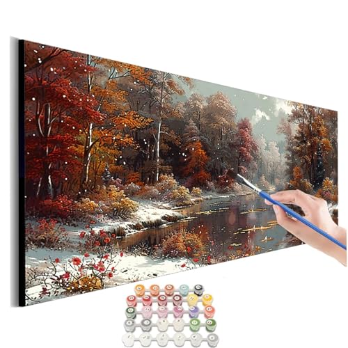 Malen Nach Zahlen Erwachsene Groß Herbst Malen Nach Zahlen Baum Malen Nach Zahlen Kinder Handgemalt Ölgemälde Paint by Numbers mit Pinseln und Acrylfarben kreativ set für erwachsene 100x200cm M-391 von SHUIYAZI