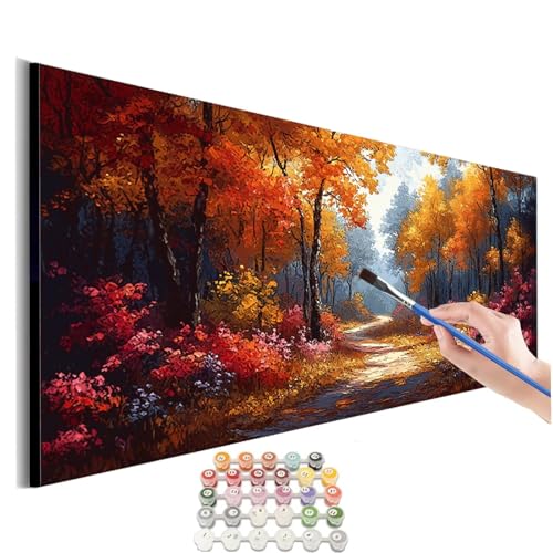 Malen Nach Zahlen Erwachsene Groß Herbst Malen Nach Zahlen Baum Malen Nach Zahlen Kinder Handgemalt Ölgemälde Paint by Numbers mit Pinseln und Acrylfarben kreativ set für erwachsene 100x200cm M-449 von SHUIYAZI