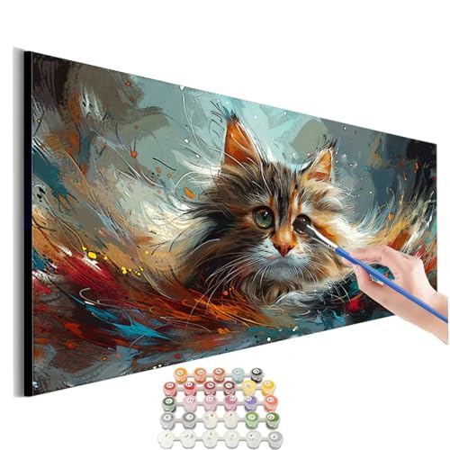 Malen Nach Zahlen Erwachsene Groß Katze Malen Nach Zahlen Tier Malen Nach Zahlen Kinder Handgemalt Ölgemälde Paint by Numbers mit Pinseln und Acrylfarben kreativ set für erwachsene 100x200cm M-358 von SHUIYAZI