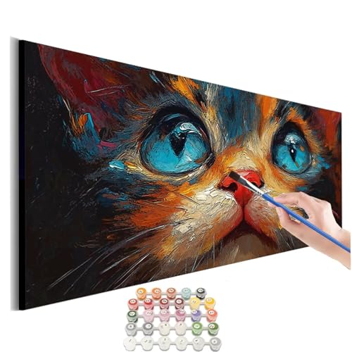 Malen Nach Zahlen Erwachsene Groß Katze Malen Nach Zahlen Tier Malen Nach Zahlen Kinder Handgemalt Ölgemälde Paint by Numbers mit Pinseln und Acrylfarben kreativ set für erwachsene 100x200cm M-540 von SHUIYAZI