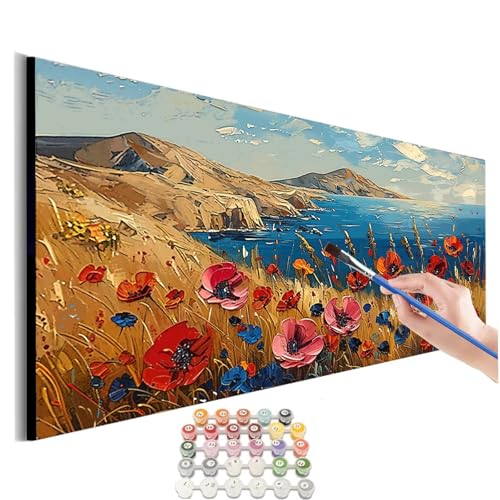 Malen Nach Zahlen Erwachsene Groß Landschaft Malen Nach Zahlen Blume Malen Nach Zahlen Kinder Handgemalt Ölgemälde Paint by Numbers mit Pinseln und Acrylfarben kreativ set für erwachsene 40x80cm M-551 von SHUIYAZI