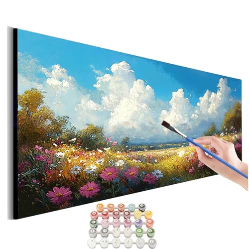 Malen Nach Zahlen Erwachsene Groß Landschaft Malen Nach Zahlen Blume Malen Nach Zahlen Kinder Handgemalt Ölgemälde Paint by Numbers mit Pinseln und Acrylfarben kreativ set für erwachsene 40x80cm M-307 von SHUIYAZI