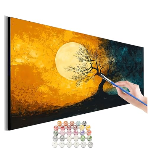 Malen Nach Zahlen Erwachsene Groß Mond Malen Nach Zahlen Baum Malen Nach Zahlen Kinder Handgemalt Ölgemälde Paint by Numbers mit Pinseln und Acrylfarben kreativ set für erwachsene 100x200cm M-407 von SHUIYAZI