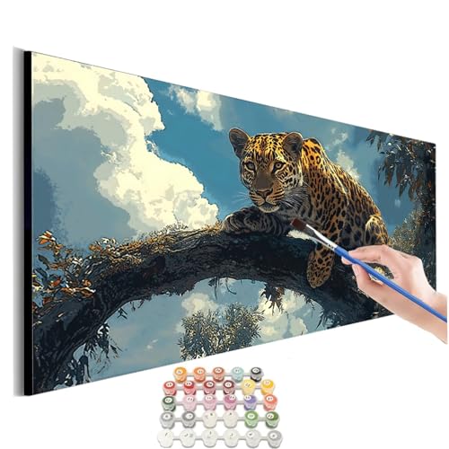 Malen Nach Zahlen Erwachsene Groß Tier Malen Nach Zahlen Leopard Malen Nach Zahlen Kinder Handgemalt Ölgemälde Paint by Numbers mit Pinseln und Acrylfarben kreativ set für erwachsene 100x200cm M-355 von SHUIYAZI