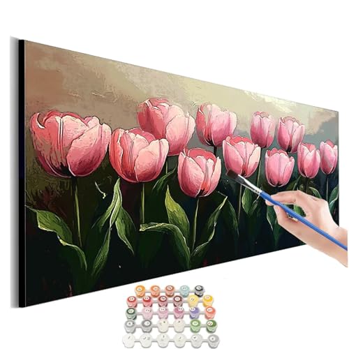 Malen Nach Zahlen Erwachsene Groß Tulpe Malen Nach Zahlen Blume Malen Nach Zahlen Kinder Handgemalt Ölgemälde Paint by Numbers mit Pinseln und Acrylfarben kreativ set für erwachsene 100x200cm M-481 von SHUIYAZI