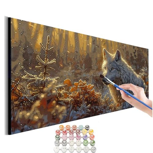 Malen Nach Zahlen Erwachsene Groß Wolf Malen Nach Zahlen Tier Malen Nach Zahlen Kinder Handgemalt Ölgemälde Paint by Numbers mit Pinseln und Acrylfarben kreativ set für erwachsene 100x200cm M-380 von SHUIYAZI