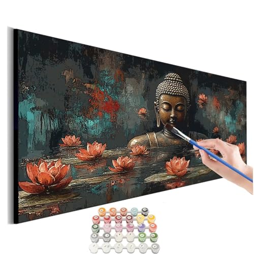 Malen Nach Zahlen Erwachsene Groß Zen Malen Nach Zahlen Lotus Malen Nach Zahlen Kinder Handgemalt Ölgemälde Paint by Numbers mit Pinseln und Acrylfarben kreativ set für erwachsene 70x140cm M-325 von SHUIYAZI