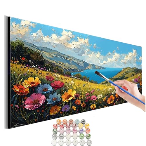 Malen Nach Zahlen Erwachsene Landschaft Malen Nach Zahlen Frühling Malen Nach Zahlen Kinder Handgemalt Ölgemälde Paint by Numbers mit Pinseln und Acrylfarben kreativ set für erwachsene 70x140cm M-344 von SHUIYAZI