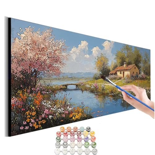 Malen Nach Zahlen Erwachsene Landschaft Malen Nach Zahlen Kabine Malen Nach Zahlen ab 9 Jahre MädchenMalen Nach Zahlen Kinder Groß DIY Paint by Numbers Bastelset Erwachsene Ohne Rahmen 80x160cm M-452 von SHUIYAZI