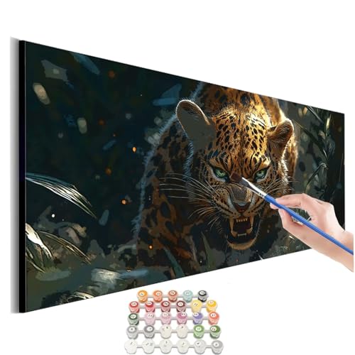 Malen Nach Zahlen Erwachsene Tier Malen Nach Zahlen Leopard Malen Nach Zahlen ab 9 Jahre Mädchen ,Malen Nach Zahlen Kinder Groß DIY Paint by Numbers Bastelset Erwachsene Ohne Rahmen 50x100cm M-308 von SHUIYAZI