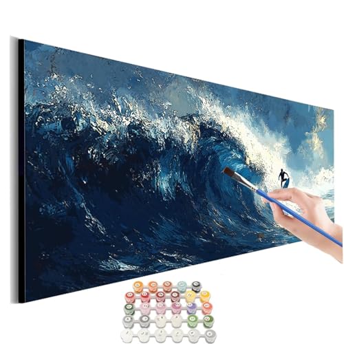 Malen Nach Zahlen Erwachsene Wellen Malen Nach Zahlen Surfen Malen Nach Zahlen ab 9 Jahre Mädchen ,Malen Nach Zahlen Kinder Groß DIY Paint by Numbers Bastelset Erwachsene Ohne Rahmen 80x160cm M-528 von SHUIYAZI