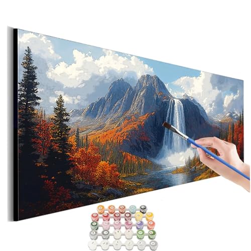 Malen Nach Zahlen Fallen Malen Nach Zahlen Erwachsene kinder Landschaft Malen Nach Zahlen ab 10 Jahre Mädchen DIY Paint by Numbers Heimdekoration Geschenke für Männer Frauen (Rahmenlos) 60x120cm M-421 von SHUIYAZI