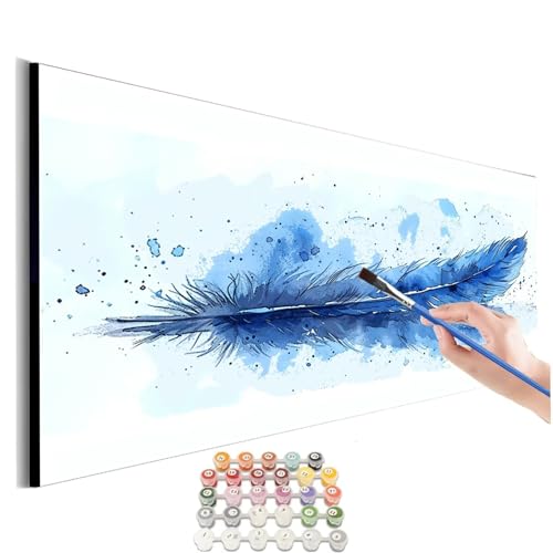 Malen Nach Zahlen Feder Malen Nach Zahlen Erwachsene kinder Blau Malen Nach Zahlen ab 10 Jahre Mädchen DIY Paint by Numbers Kreativ Heimdekoration Geschenke für Männer Frauen (Rahmenlos) 30x60cm M-499 von SHUIYAZI