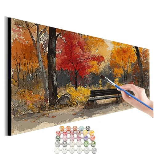 Malen Nach Zahlen Herbst Malen Nach Zahlen Erwachsene kinder Landschaft Malen Nach Zahlen ab 10 Jahre Mädchen DIY Paint by Numbers Heimdekoration Geschenke für Männer Frauen (Rahmenlos) 30x60cm M-439 von SHUIYAZI