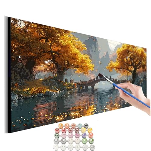 Malen Nach Zahlen Herbst Malen Nach Zahlen Erwachsene kinder Landschaft Malen Nach Zahlen ab 10 Jahre Mädchen DIY Paint by Numbers Heimdekoration Geschenke für Männer Frauen (Rahmenlos) 30x60cm M-484 von SHUIYAZI