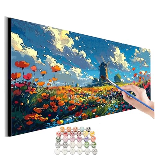 Malen Nach Zahlen Landschaft Malen Nach Zahlen Erwachsene kinder Blume Malen Nach Zahlen ab 10 Jahre Mädchen DIY Paint by Numbers Heimdekoration Geschenke für Männer Frauen (Rahmenlos) 30x60cm M-346 von SHUIYAZI