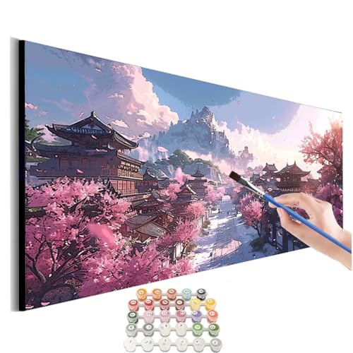 Malen Nach Zahlen Landschaft Malen Nach Zahlen Erwachsene kinder Japan Malen Nach Zahlen ab 10 Jahre Mädchen DIY Paint by Numbers Heimdekoration Geschenke für Männer Frauen (Rahmenlos) 30x60cm M-460 von SHUIYAZI