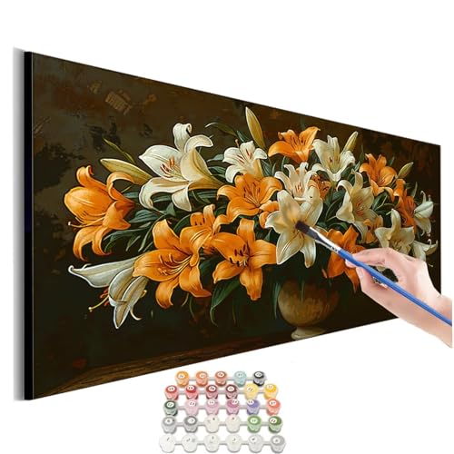 Malen Nach Zahlen Lilie Malen Nach Zahlen Erwachsene kinder Blume Malen Nach Zahlen ab 10 Jahre Mädchen DIY Paint by Numbers Heimdekoration Geschenke für Männer Frauen (Rahmenlos) 30x60cm M-342 von SHUIYAZI