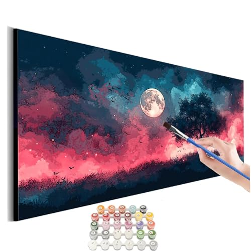 Malen Nach Zahlen Mond Malen Nach Zahlen Erwachsene kinder Baum Malen Nach Zahlen ab 10 Jahre Mädchen DIY Paint by Numbers Kreativ Heimdekoration Geschenke für Männer Frauen (Rahmenlos) 90x180cm M-316 von SHUIYAZI