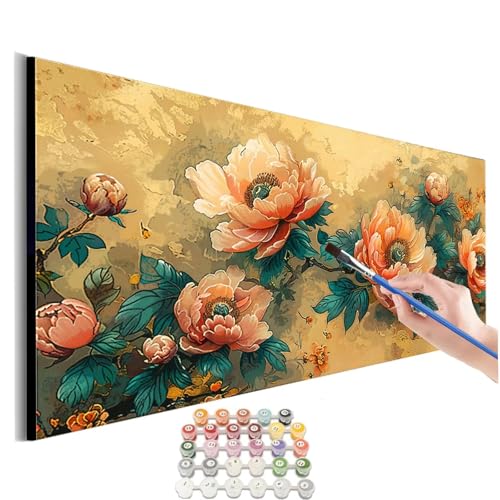 Malen Nach Zahlen Pfingstrose Malen Nach Zahlen Erwachsene kinder Blume Malen Nach Zahlen ab 10 Jahre Mädchen DIY Paint by Numbers Heimdekoration Geschenke für Männer Frauen (Rahmenlos) 90x180cm M-736 von SHUIYAZI