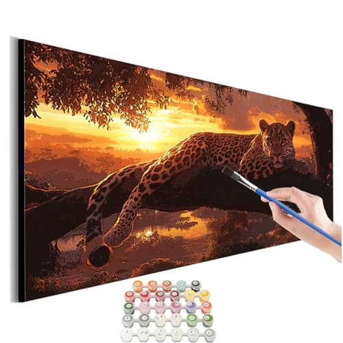 Malen Nach Zahlen Tier Malen Nach Zahlen Erwachsene kinder Leopard Malen Nach Zahlen ab 10 Jahre Mädchen DIY Paint by Numbers Heimdekoration Geschenke für Männer Frauen (Rahmenlos) 30x60cm M-365 von SHUIYAZI