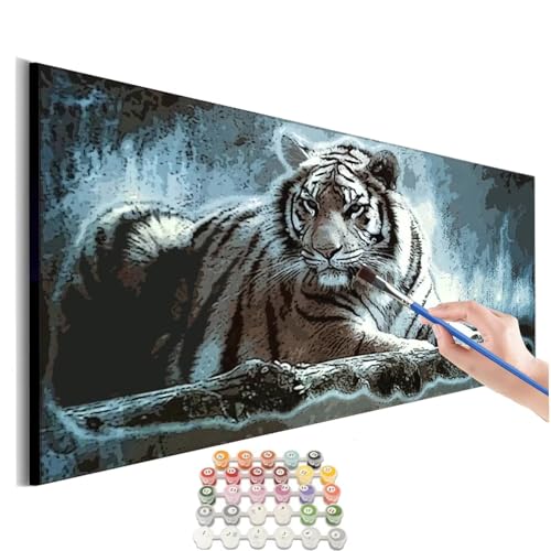 Malen Nach Zahlen Tier Malen Nach Zahlen Erwachsene kinder Tiger Malen Nach Zahlen ab 10 Jahre Mädchen DIY Paint by Numbers Heimdekoration Geschenke für Männer Frauen (Rahmenlos) 60x120cm M-933 von SHUIYAZI