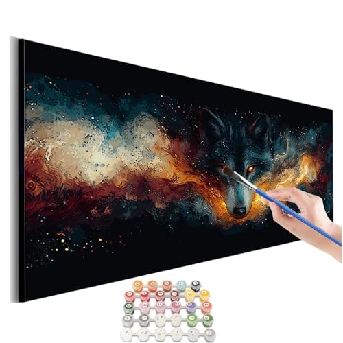 Malen Nach Zahlen Tier Malen Nach Zahlen Erwachsene kinder Wolf Malen Nach Zahlen ab 10 Jahre Mädchen DIY Paint by Numbers Kreativ Heimdekoration Geschenke für Männer Frauen (Rahmenlos) 60x120cm M-381 von SHUIYAZI