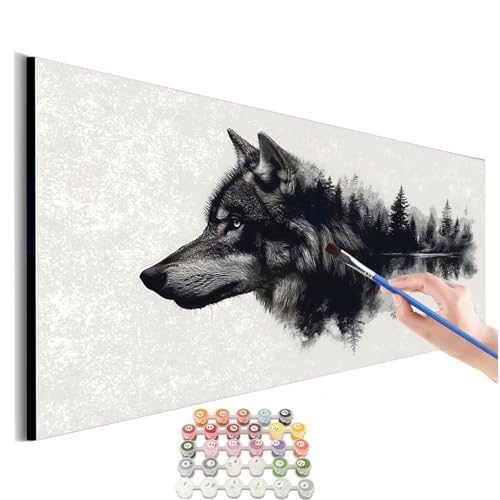 Malen Nach Zahlen Tier Malen Nach Zahlen Erwachsene kinder Wolf Malen Nach Zahlen ab 10 Jahre Mädchen DIY Paint by Numbers Kreativ Heimdekoration Geschenke für Männer Frauen (Rahmenlos) 90x180cm M-772 von SHUIYAZI