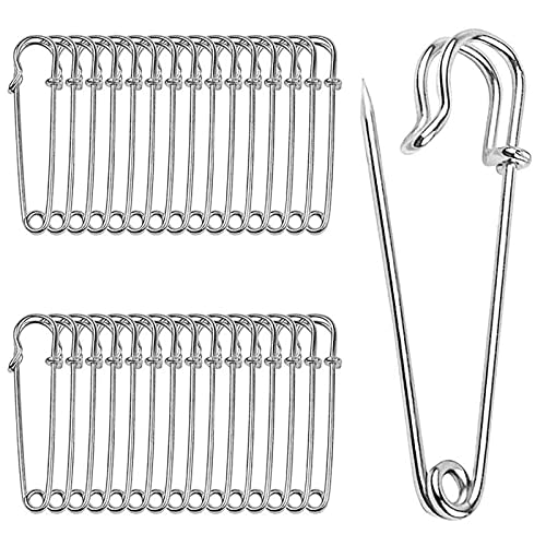 SHULLIN 30 Stück Große Sicherheitsnadeln 60 mm Rostfrei Stahl Heavy Duty Sicherheitsnadel Safety pins Kiltnadeln Kilt Pins große Pins stark und strapazierfähig für Decken Bastelröcke Brosche von SHULLIN