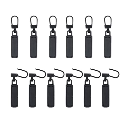 12 Stück Ersatzteile Reißverschluss Zipper Pull Abnehmbar Metall reißverschluss anhänger, Reißverschluss Ersatz, für Geldbörse, Kleider, Stiefel, Mantel, Jeans, Jacken, Koffer, Gepäck (Schwarze) von SHUNCHG