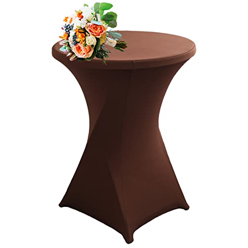 Strech Husse Für Stehtische Ø 60/80cm – Strechüberzug Tischhusse Für Bistrotische – Cocktail Tischdecken Stehtischhusse Für Hochzeit,Geburtstag,Taufe Etc (1Pcs-60cm,Brown) von SHUOJIA