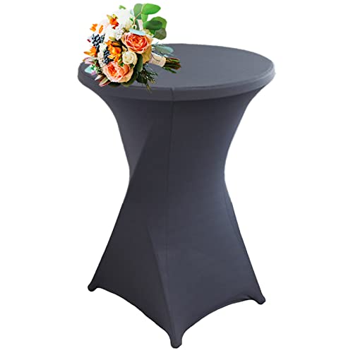 SHUOJIA Strech Husse Für Stehtische Ø 60/80cm – Strechüberzug Tischhusse Für Bistrotische – Cocktail Tischdecken Stehtischhusse Für Hochzeit,Geburtstag,Taufe Etc (1Pcs-60cm,Dark Gray) von SHUOJIA