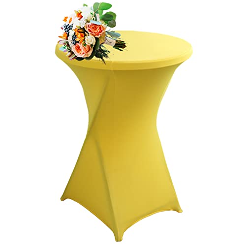 SHUOJIA Strech Husse Für Stehtische Ø 60/80cm – Strechüberzug Tischhusse Für Bistrotische – Cocktail Tischdecken Stehtischhusse Für Hochzeit,Geburtstag,Taufe Etc (1Pcs-60cm,Yellow) von SHUOJIA