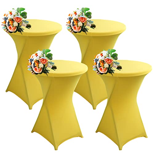 SHUOJIA Strech Husse Für Stehtische Ø 60/80cm – Strechüberzug Tischhusse Für Bistrotische – Cocktail Tischdecken Stehtischhusse Für Hochzeit,Geburtstag,Taufe Etc (4Pcs-80cm,Yellow) von SHUOJIA