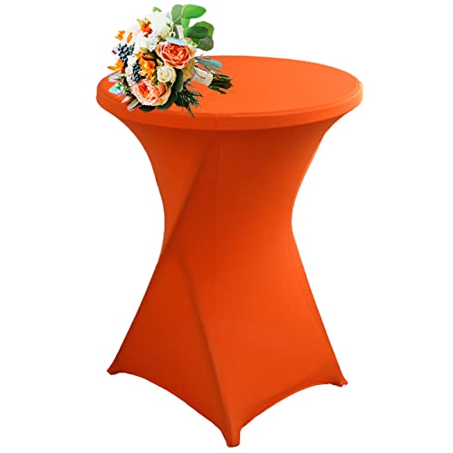 SHUOJIA Strech Husse Für Stehtische Ø 60/80cm – Strechüberzug Tischhusse Für Bistrotische – Cocktail Tischdecken Stehtischhusse Für Hochzeit,Geburtstag,Taufe Etc (1Pcs-60cm,Orange) von SHUOJIA