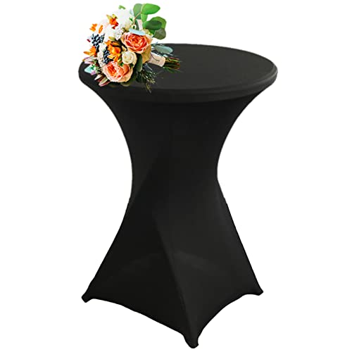 Strech Husse Für Stehtische Ø 60/80cm – Strechüberzug Tischhusse Für Bistrotische – Cocktail Tischdecken Stehtischhusse Für Hochzeit,Geburtstag,Taufe Etc (1Pcs-80cm,Black) von SHUOJIA