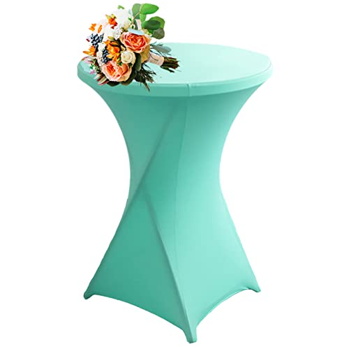 Strech Husse Für Stehtische Ø 60/80cm – Strechüberzug Tischhusse Für Bistrotische – Cocktail Tischdecken Stehtischhusse Für Hochzeit,Geburtstag,Taufe Etc (1Pcs-80cm,Mint Green) von SHUOJIA