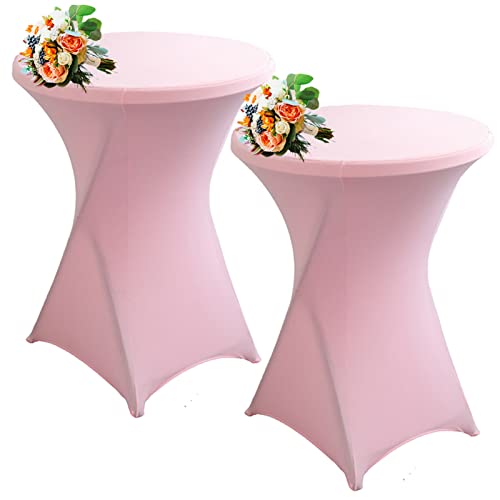 Strech Husse Für Stehtische Ø 60/80cm – Strechüberzug Tischhusse Für Bistrotische – Cocktail Tischdecken Stehtischhusse Für Hochzeit,Geburtstag,Taufe Etc (2Pcs-60cm,Pink) von SHUOJIA