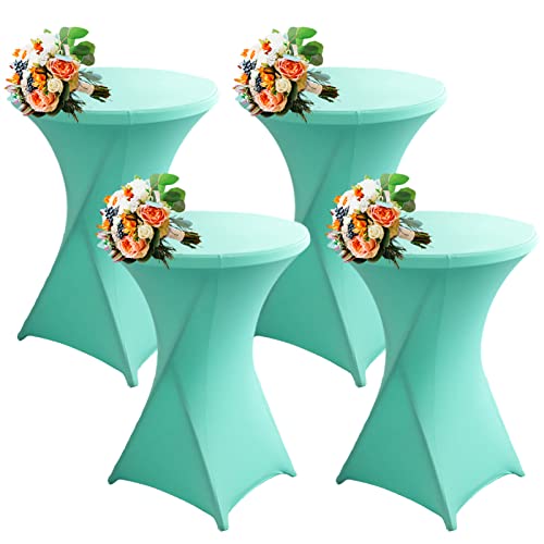 SHUOJIA Strech Husse Für Stehtische Ø 60/80cm – Strechüberzug Tischhusse Für Bistrotische – Cocktail Tischdecken Stehtischhusse Für Hochzeit,Geburtstag,Taufe Etc (4Pcs-80cm,Mint Green) von SHUOJIA