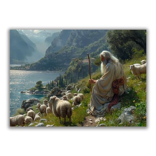 SHYAMIC Wandkunst Leinwand Malerei jesus bild, Jesus christliches Jesus-Porträt, Leinwand, abstraktes gerahmtes Gemälde, moderne Kunstwerke für Schlafzimmer, Wohnzimmer - 70x110cm Ungerahmt von SHYAMIC