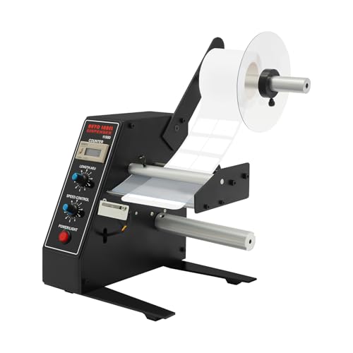 Automatischer Etikettenspender mit Zähler, Breite 5-140 mm, Länge 10-150 mm, Etikettendispenser Geschwindigkeitsregulierbarer, Etikettenapplikator, max. Zählung 0-999999 von SHZICMY