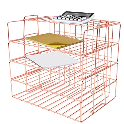 Briefablage Organizer 4 Fächer Dokumentenablage Büro Tisch Organisation Metall Schreibtisch Organizer für Zuhause Büro von SHZICMY