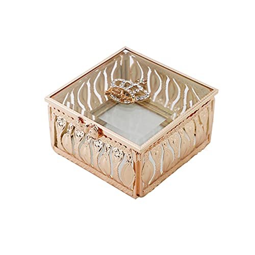 Schmuck-Organizer, europäische Retro-Schmuckschatulle, kreative Glasschmuck-Aufbewahrungsbox, Ringe, Ohrringe, Desktop-Display, Bastelbehälter, Geschenk für Frauen, Schmuckschatulle (Größe: Gold) von SHZZHS