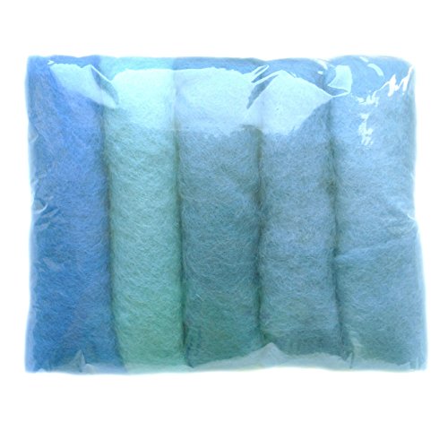 SIA COLLA-S Filzwolle Bunt Mischung Filz gemischte 100% Wolle Hellblau Light Blue Farbtönen Mix. Mindestens 5 Verschiedene Farbtöne, 50 g insgesamt von SIA COLLA-S