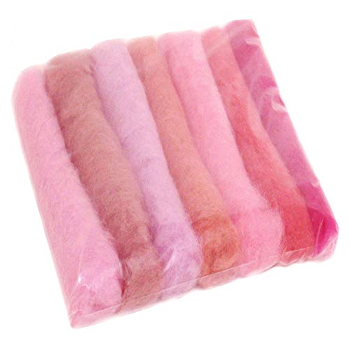 SIA COLLA-S Filzwolle Bunt Mischung Filz gemischte 100% Wolle Rosa Pink Farbtönen Mix. Mindestens 6 Verschiedene Farbtöne, 75 g insgesamt von SIA COLLA-S